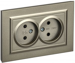 IEK BRITE роз. СУ 2 мест. 10A шампань (шторки) РСш12-2-БрШ BR-R23-10-K37-F