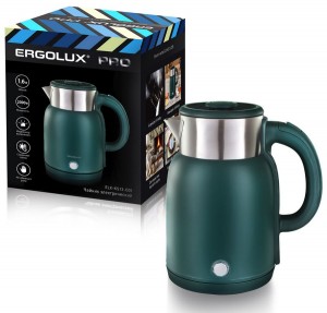 Чайник электр. ERGOLUX ELX-KS13-C05 PRO двухслойный 2кВт, 1.6л, нерж.сталь/пластик, зелен 8840