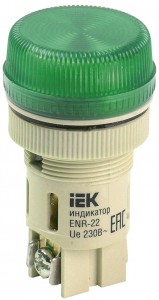 Лампа ENR-22 сигнальная d22мм зеленый неон/240В цилиндр IEK