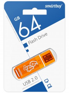 Флэш-диск (флэшка) USB UFD Smartbuy 64GB Glossy series Orange (SB64GBGS-Or)