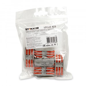 STEKKER клемма СМК проходн. с рыч. LD222-423 3пол. 6х(0,08-4мм2) 250V 32A (уп.5шт, цена за уп) 39487
