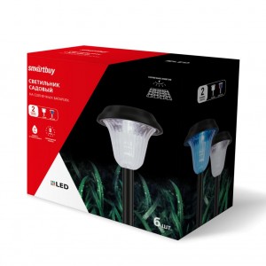 Smartbuy SBF-107 св-к садово-парковый на солн.батарее св/д (пластик) h37см БЕЗ ШК (6шт)