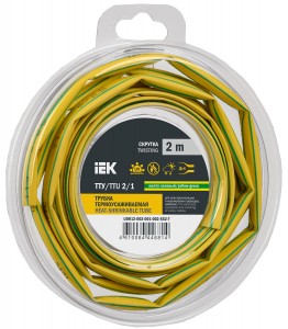 IEK термоусадка трубка ТТУ нг-LS 2/1 жел-зел. (2м/упак, цена за уп) ТУТ UDR12-002-001-002-K52-T