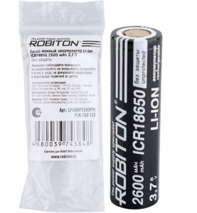 Ак-р ROBITON LI186NP2600FPK без защ., PK1, ICR 2600 мАч 3,7В, плос. конт., приб. выс. потр (цена/шт)