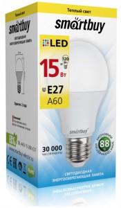Smartbuy ЛОН A60 E27 15W(1200lm) 3000K 2K 119x60 SBL-A60-15-30K-E27
