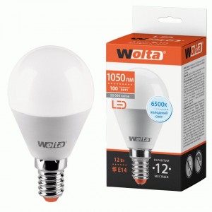 WOLTA лампа св/д Шар G45 E14 12W (1050lm) 6500K 6K 25W45GL12E14 92х45х45