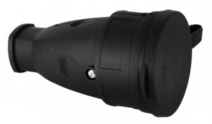 Volsten штепсель (разъем) с загл. каучук 2P+PE 1x16A 220-240V IP54 черная, 14432