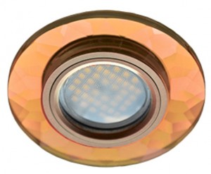 Ecola DL1654 MR16 GU5.3 св-к  Стекло граненый Янтарь/Черненая медь 25x90 FA1654EFF