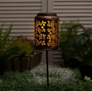 Еврогарант САД св-к на солн.батарее 1LED Флер, h=47.5см, тепл.белый, пластик
