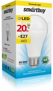 Smartbuy ЛОН A65 E27 20W(1600lm) 3000K 2K 152x80 SBL-A65-20-30K-E27