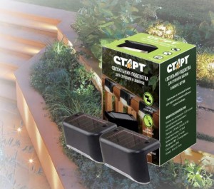 СТАРТ САД св-к на солн.батарее  1LED Подсветка (для ступеней и забора) 2шт в наборе, 44x45x8мм