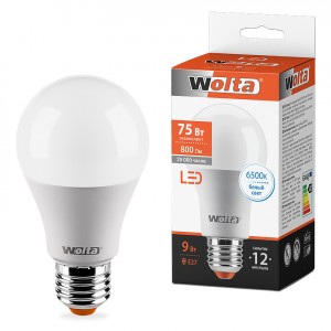 Wolta лампа св/д ЛОН A60 E27 9W(800lm) 6500К 6K 120x60 25W60BL9E27