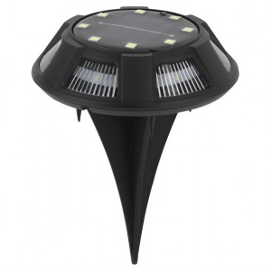 ЭРА св-к на солн.батарее ERAST024-01 8LED ТАБЛЕТКА d11см сталь/пластик IP44 57662