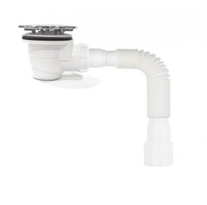 Aquant Сифон для душевого поддона 11/2"х50мм,г.т.40х40/50,клик-клак,h 65мм,фил.сетка,хром,V505-7-MR