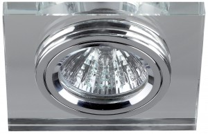 ЭРА DK8 CH/WH св-к встр. 50W MR16 GU5.3 стекло квадрат d90 зеркальн./хром