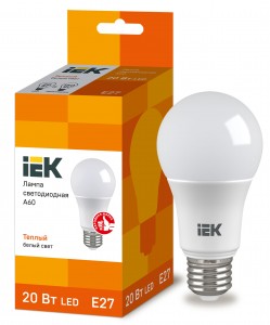 IEK ЛОН A60 E27 20W(1800lm) 3000K 2K 116x60 ECO LLE-A60-20-230-30-E27