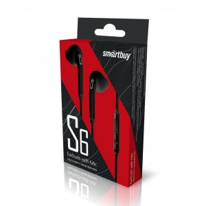 Внутриканальная гарнитура Smartbuy S6, черная, коробка (SBH-201K)  /60