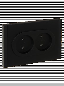 IEK FORTE&PIANO роз. СУ 2 мест. 10А, безвинтов.крепление FP126 черный FP-R20-10-1-K02