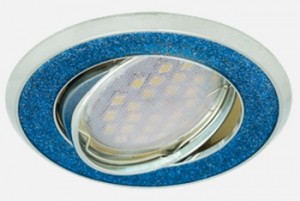 Ecola DL39 MR16 GU5.3 св-к литой поворот.Круг под стекл.Голубой блеск/Хром 23x88 FB1614EFY