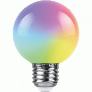 Feron шар G60 E27 3W RGB матовый плавная сменая цвета 84x60 д/гирлянды "Белт Лайт" LB-371 38115