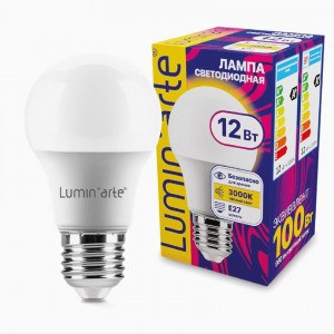 Lumin'arte лампа св/д ЛОН А60 12W E27 (960lm) 3000K 2K 108x60 LSTD-A60-12W3KE27