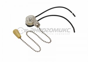 REXANT сонетка (выкл. д/бра) провод+цепочка 270мм Серебро silver+дерев. наконеч. 32-0103