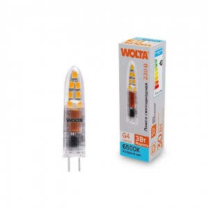 Wolta лампа св/д JC G4 220V капсульная 3W(240lm) 6500K 6K пластик WSTD-JC-220V3W6KG4-P
