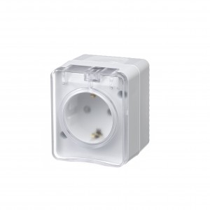 Schneider AtlasDesign Profi54 роз. ОУ 1 мест. бел. (пл.осн. земля, шторки IP54 IK08) (6!) ATN540145