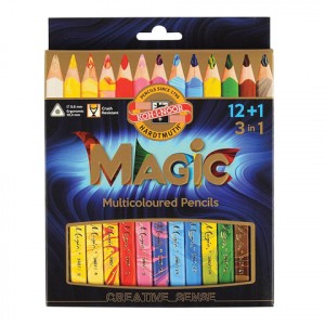 Карандаши с многоцв. грифелем KOH-I-NOOR, набор 13шт., "Magic", трехгр. грифель 5,6мм 181009