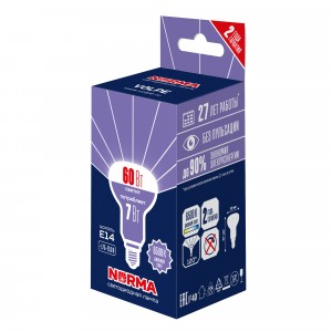 Volpe NORMA рефлектор E14 7W(600lm) 6500K 6K матовая 50x87 LED-R50-7W/6500K/E14/FR/NR