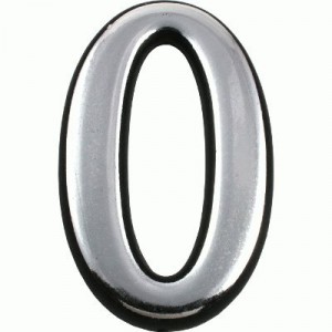 Цифра дверная АЛЛЮР Большая пластик "0" хром (1000,50)