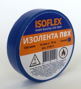ISOFLEX изолента 15/10 синяя, 130мкм, F1511