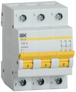 IEK Выключатель нагрузки (мини-рубильник) ВН-32 3Р 125А MNV10-3-125