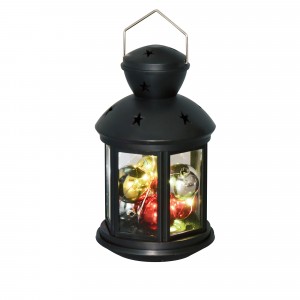 Фонарь новогод. ULD-L1220-010/DTB/RGB 10LED+шарики 12x20см, RGB пластик, 3xАА н/к, черный Uniel