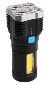 Ultraflash фонарь ручной LED51525 (акк. 4V 0.4Ah) 4LED+COB 3W, черн/пласт, 4 реж, micro-USB, бокс
