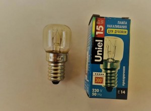 Uniel лампа накаливания для духовок (+300°) E14 15W 220V прозрачная IL-F22-CL-15/E14