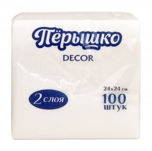 Салфетка бум. Перышко 100л. (2сл.) Dekor 24*24