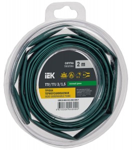 IEK термоусадка трубка ТТУ нг-LS 3/1,5 зеленая (2м/упак, цена за уп) ТУТ UDR12-003-D15-002-K06-T