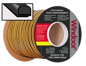 Уплотнитель D-профиль 21*15мм Windoor 50м (2*25м) черный резиновый самокл.