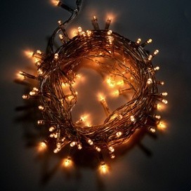 Ecola гирлянда-нить, наращив. (баз.секция) 160LED 4000K 10м, 8 реж, прозр.провод с вилкой 220V IP44