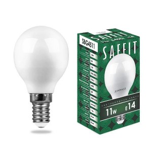 Saffit шар G45 E14 11W(905lm) 6400K 6K матовая, пластик 80x45 SBG4511 55140