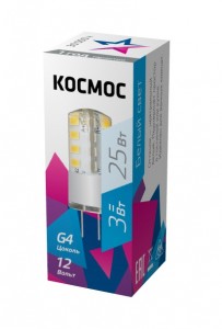 Космос G4 12V 3W(180lm) 4500K 4K 43x15 LksmLED3wJCG412v45