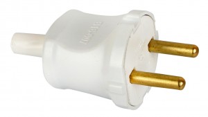 Volsten вилка 16А 220V (пластик, прямая, белая) 14443