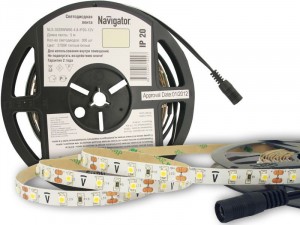 Navigator Лента св/д 12V 4.8W/m 60LED/m IP20 3000K 2K 5м инт.) SMD3528 (5!) 71402