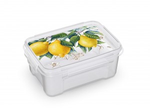 Контейнер для СВЧ Fresh (лимоны) 0,75л, с защёлками прямоугольный 437615800 Полимербыт