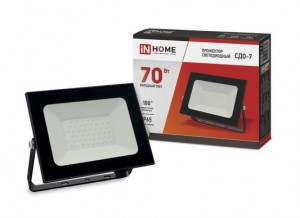 ASD/InHome прожектор св/д СДО-7  70W(5600lm) 6500K 6K 207x171x22 алюминий/черный IP65 4645