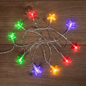 Гирлянда-нить (б) "Звездочки 3см" 10LED разноцв. 1,5м динам(2*АА н/к) прозр. IP20 303-090 Neon Night