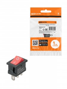 TDM выключатель клавишный KCD1-102 красный 250В, 1P, 6А, (3с), ON-ON, Mini SQ0746-0138