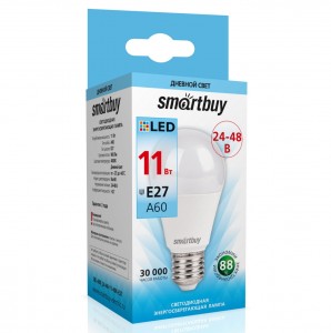 Smartbuy лампа св/д ЛОН низковольтная A60 E27 24-48V 11W(900lm) 4000К 4K 112x60