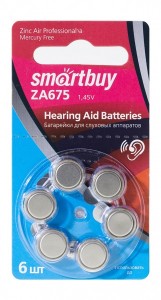 Э/п Smartbuy Батарейка для слуховых аппаратов Smartbuy A675-6B (60/3000) (SBZA-A675-6B)